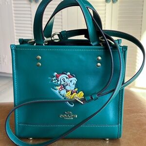 Coach Green Shoulder Bag with Mickey Design Genuine Authentic RARE